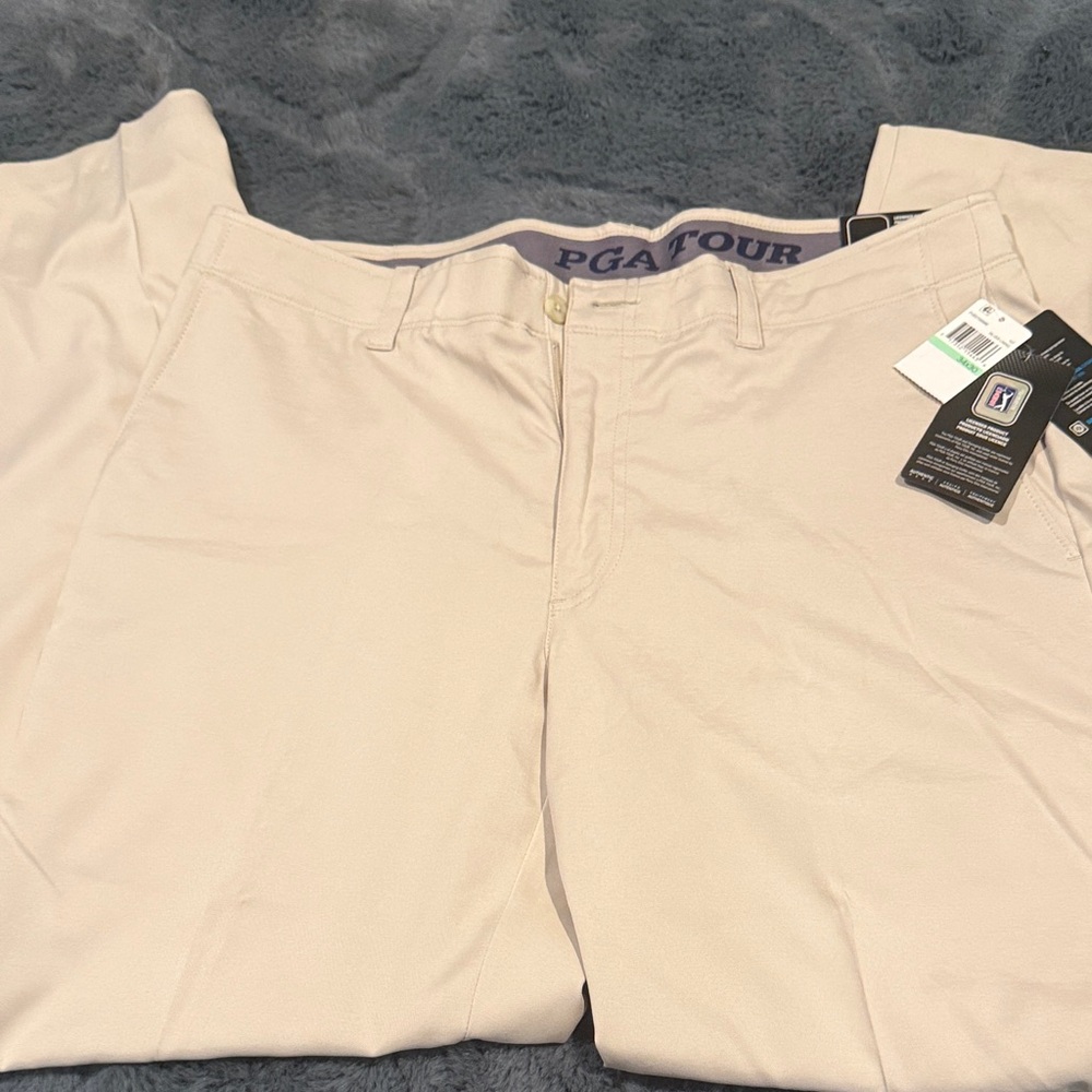 PGA Tour Men's Cream Pants 34-30 NEW WITH TAGS